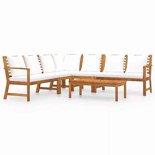 6-tlg. Garten-lounge-set Mit Auflagen Creme Massivholz Akazie günstig online kaufen