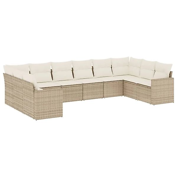vidaXL 10-Tlg Garten-Sofagarnitur mit Kissen Beige Poly Rattan 3251805 günstig online kaufen