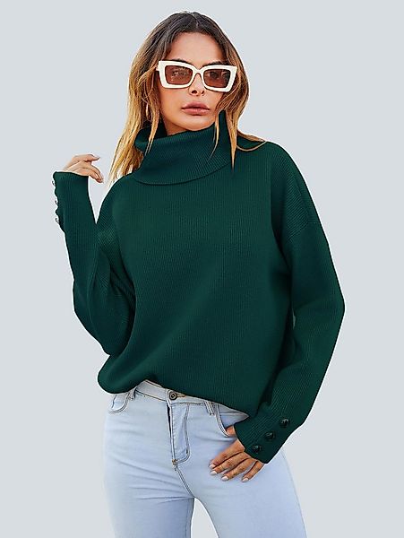 FS Collection Strickpullover Pulloveroberteil mit Knopfdetail am Ärmel und günstig online kaufen