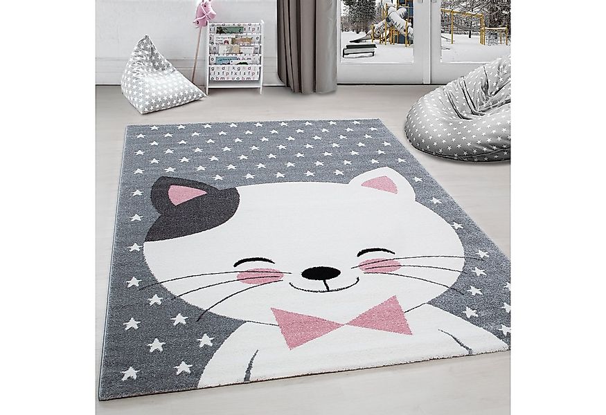 Carpettex Kinderteppich Niedliches Katze design, Rund, Höhe: 11 mm, Kindert günstig online kaufen