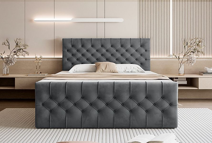 Goldstoff Boxspringbett TAURIEL mit 2x Bettkasten günstig online kaufen