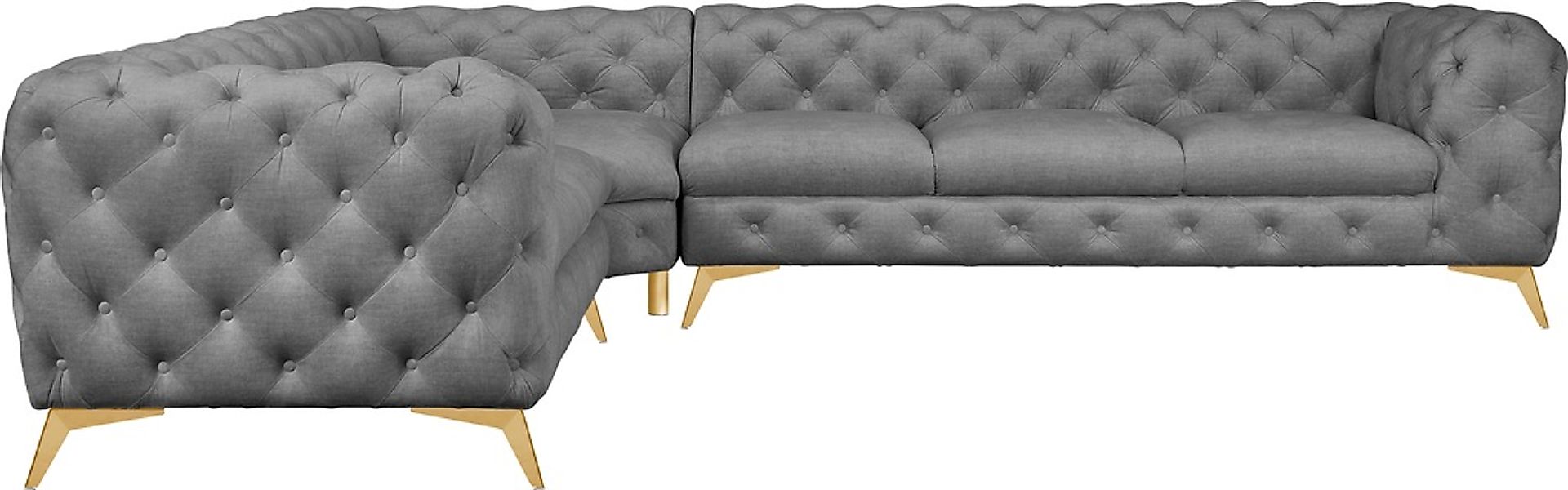 Leonique Chesterfield-Sofa "Ecksofa GLYNIS L-Form mit Wellenunterfederung, günstig online kaufen