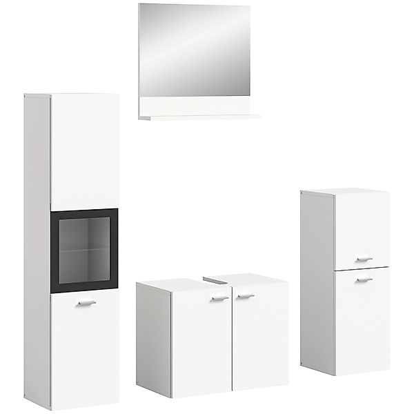 Badkombination m. Glasrahmen Schwarz 137 cm x 186 cm x 33 cm Weiß günstig online kaufen
