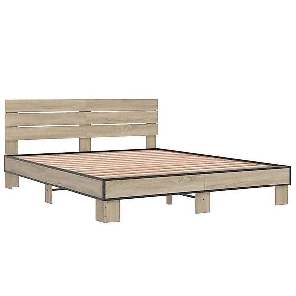 vidaXL Bettgestell Sonoma-Eiche 150x200 cm Holzwerkstoff und Metall 3280143 günstig online kaufen