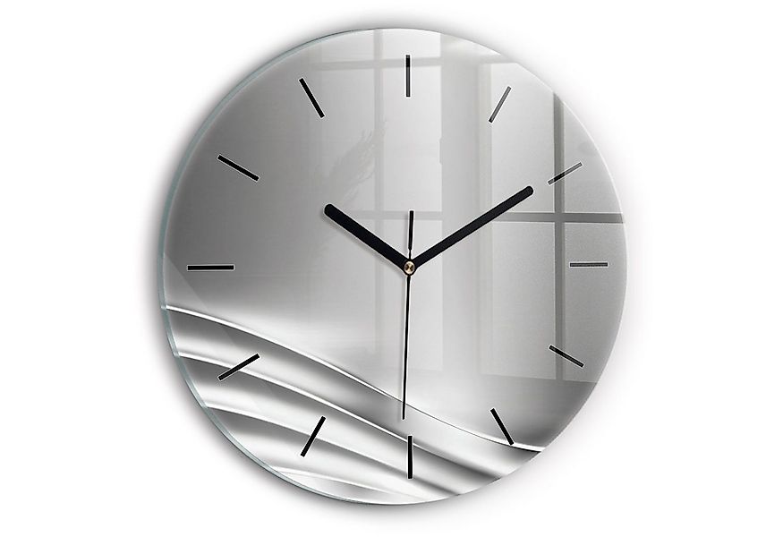 Tulup Wanduhr Runde Glasuhr Silberne Abstraktion Moderne Uhr aus Gehärtetem günstig online kaufen
