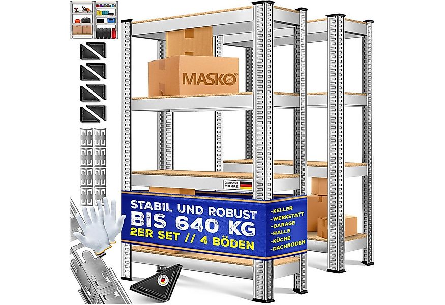 MASKO Schwerlastregal, 2er-Set Lagerregal Schwerlastregal, Kellerregal bis günstig online kaufen