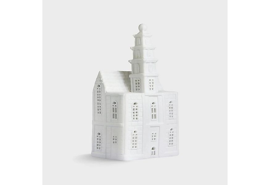 &Klevering Teelichthalter Lichthaus Kirche H18,5cm Keramik Weiß, Detailreic günstig online kaufen