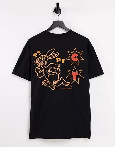 Crooked Tongues – T-Shirt in Schwarz mit Grafikprint hinten günstig online kaufen