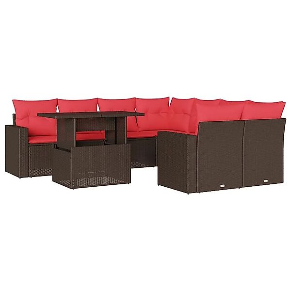 vidaXL 9-Tlg Gartensofa-Set mit Kissen Braun Polyrattan 3267174 günstig online kaufen