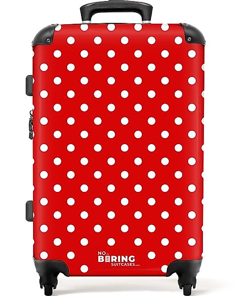 NoBoringSuitcases.com© Hartschalen-Trolley Weiße Punkte auf rotem günstig online kaufen