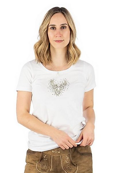 OS-Trachten Trachtenshirt Wimporo Kurzarm T-Shirt mit Strass-Hirsch auf der günstig online kaufen