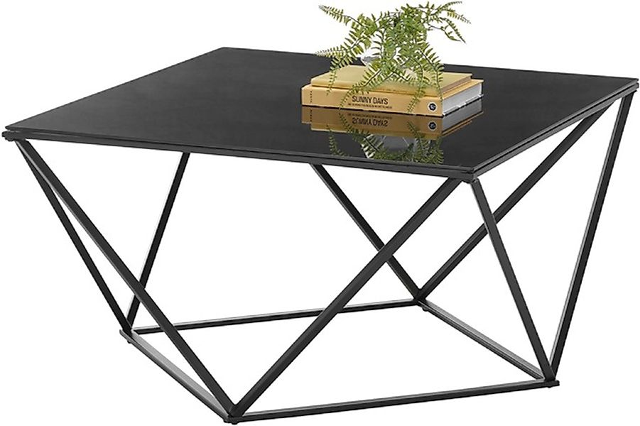 Stolkom Couchtisch »Senta Glastisch quadratisch schwarz, moderner Tisch BxH günstig online kaufen