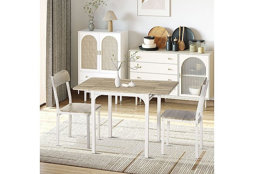 HOMCOM Essgruppe Esszimmergruppe mit 2 Stühlen und 1 Tisch, (Tischgruppe, 3 günstig online kaufen