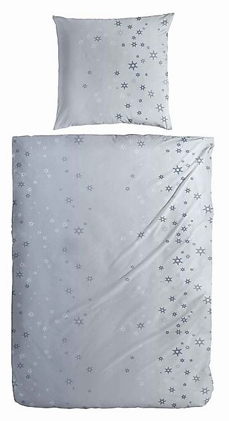 Primera Bettwäsche Hahn Feinbiber Bettwäsche Blau Sterne, Feinbiber, 2 teil günstig online kaufen