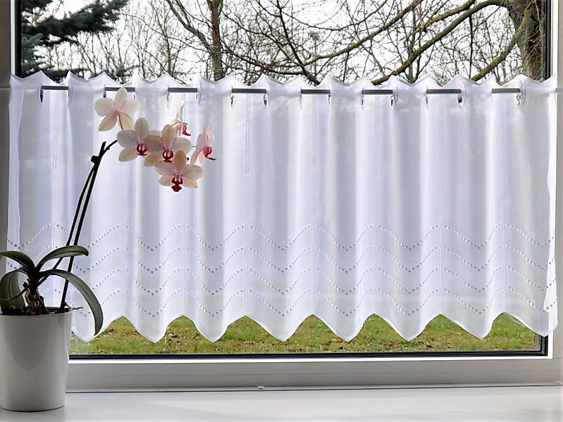 Stickereien Plauen Scheibengardine "Grafik" Stangendurchzug 1 Stk. tlg. günstig online kaufen