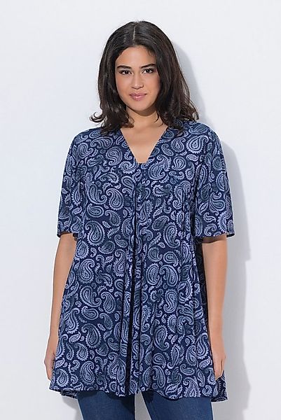 Ulla Popken Tunika Bluse Tiermuster A-Linie Carré-Ausschnitt Halbarm günstig online kaufen