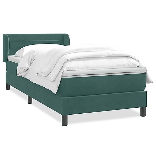 vidaXL Boxspringbett, Boxspringbett mit Matratze Dunkelgrün 90x220 cm Samt günstig online kaufen