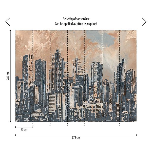 Livingwalls Fototapete Horizont Orange Grau und Blau 371 x 280 cm AS-393331 günstig online kaufen