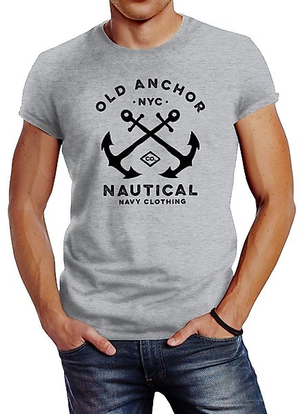 Neverless Print-Shirt Herren T-Shirt gekreuzte Anker günstig online kaufen