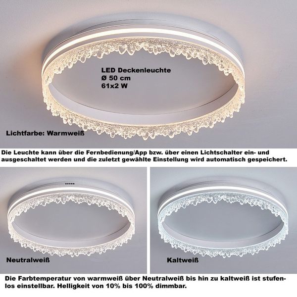 Eurotondisplay LED Deckenleuchte LED Deckenleuchte Fernbedienung/Handy-App günstig online kaufen