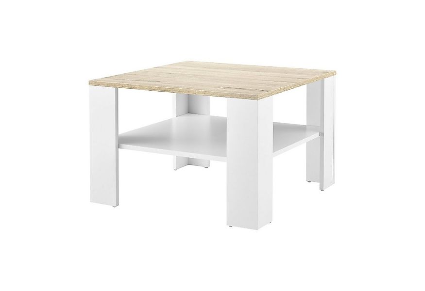 en.casa Couchtisch, »Aachen« Wohnzimmertisch 60x60x40cm Weiß/Eiche-Optik günstig online kaufen