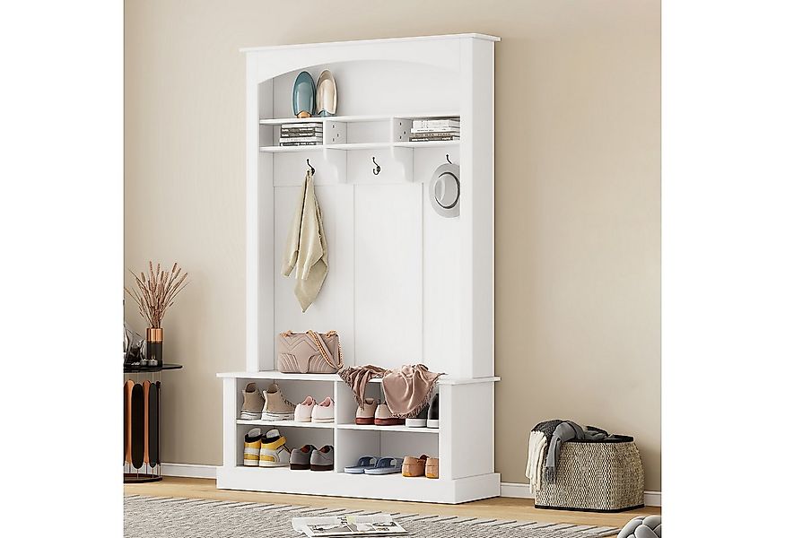 Merax Garderoben-Set mit Bank & Schuhablage, (1-St., H190/B120/T40 cm), Flu günstig online kaufen