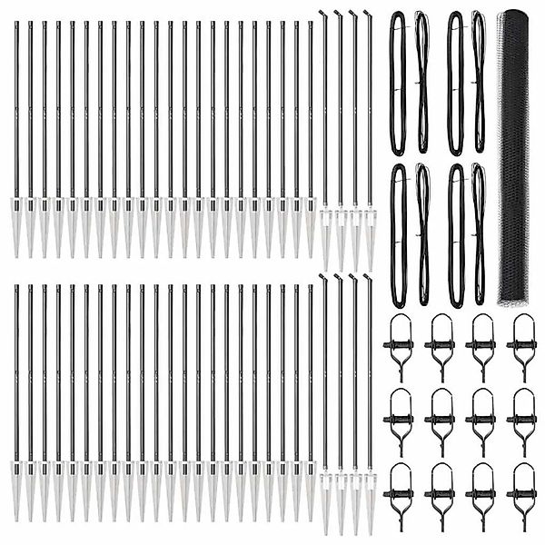 vidaXL Zaunpfosten Grau 100 x 1,6 m 25 mm Maschennetz Stahl und PVC 3353321 günstig online kaufen