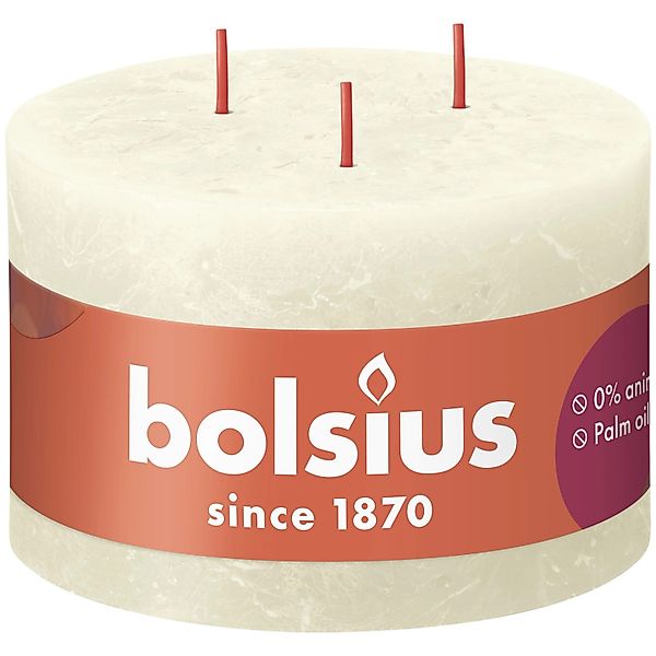 Bolsius Rustik-3-Docht-Kerze Shine 90/140 mm Weiche Perle günstig online kaufen