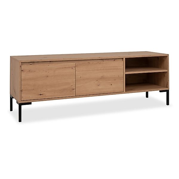 Furn.Design TV-Lowboard Eiche Artisan 150 cm 2 Klappen 4 Fächer Modern Bast günstig online kaufen