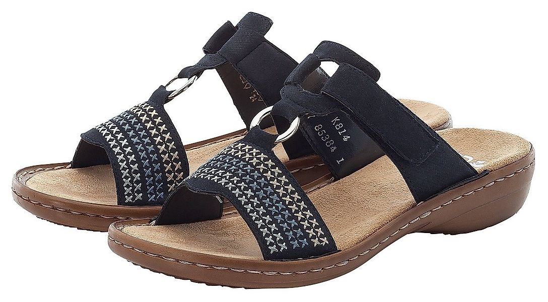 Rieker Pantolette, Keilabsatz, Sommerschuh, Schlappen mit schöner Stickerei günstig online kaufen