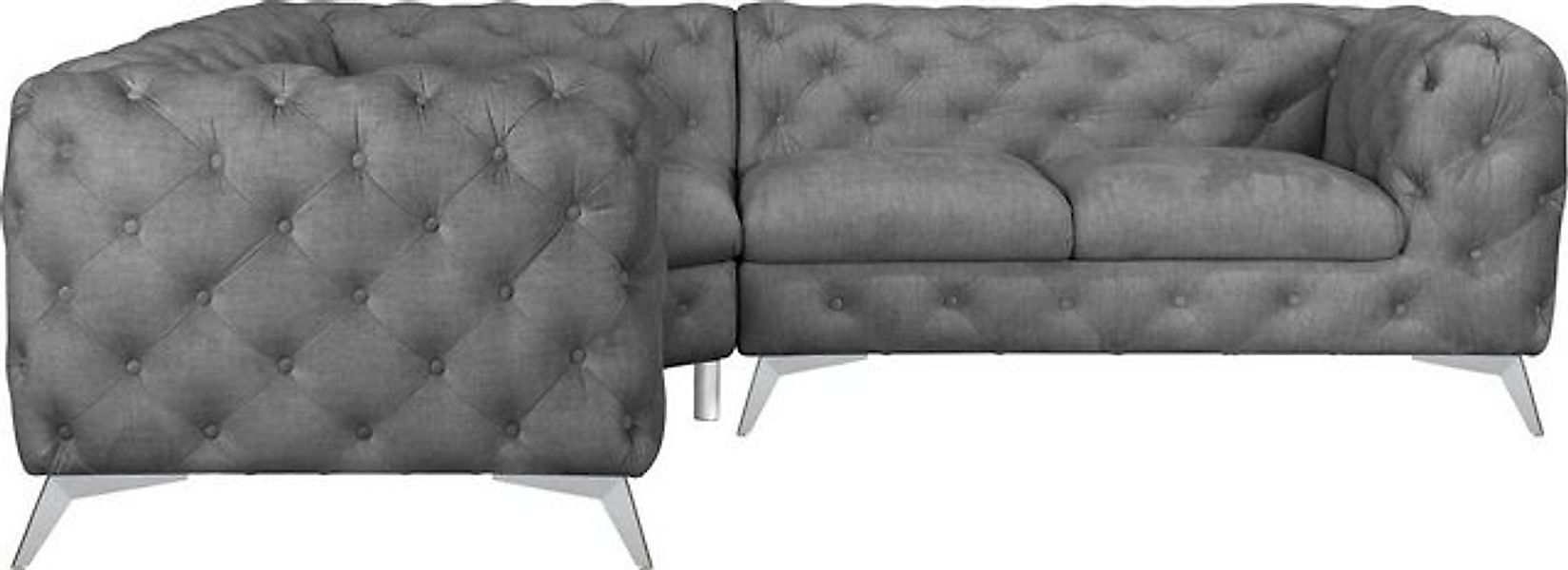 Leonique Chesterfield-Sofa "Ecksofa GLYNIS L-Form mit Wellenunterfederung, günstig online kaufen