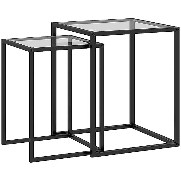 HOMCOM 2er Set Beistelltisch stapelbarer Nachttisch Couchtisch mit Beinen a günstig online kaufen