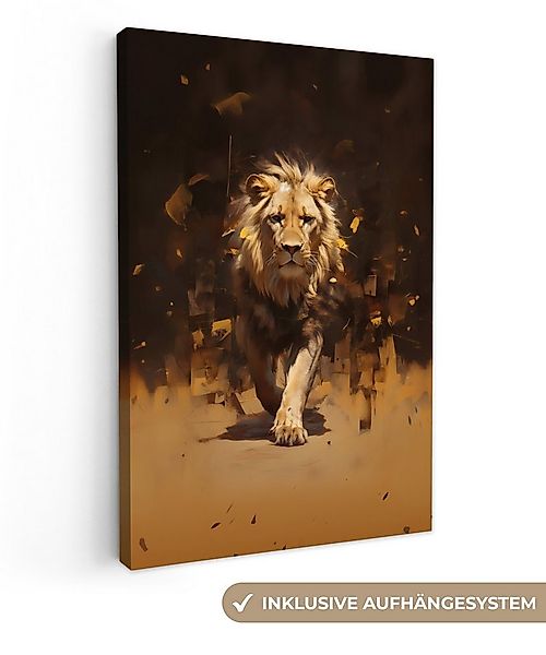 OneMillionCanvasses® Leinwandbild Löwe - Gemalt - Abstrakt - Gold, Fotodruc günstig online kaufen