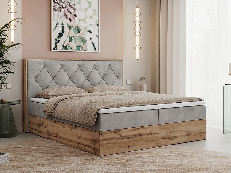 MKS MÖBEL Boxspringbett VENETO (Polsterbett, zwei Bettkästen, Topper T-25, günstig online kaufen