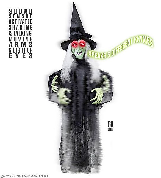Widmann S.r.l. Dekoobjekt Sprechende und zitternde Hexe mit Leuchtaugen 60 günstig online kaufen