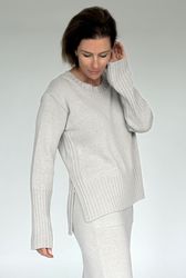 Zuckerwatte Rundhalspullover schöne Rippstrickdetails, aus wertiger günstig online kaufen