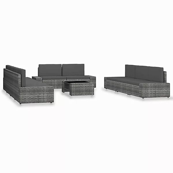 10-tlg. Garten-lounge-set Poly Rattan Grau günstig online kaufen