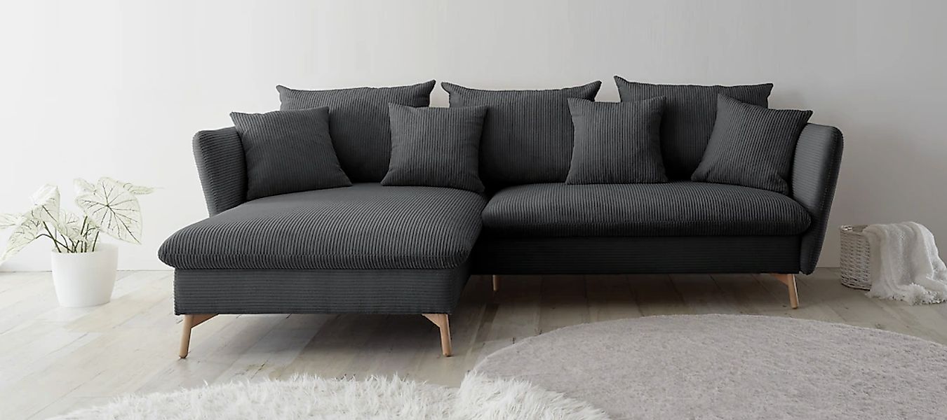 OTTO home Ecksofa "MERLE, 258 cm, L-Form, traumhafter Cord," mit Bettfunkti günstig online kaufen