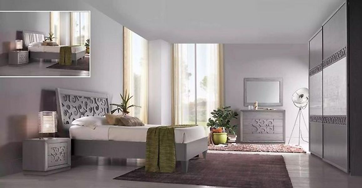 JVmoebel Bett Schlafzimmer Bett 2x Nachttische Kleiderschrank Kommode 6tlg günstig online kaufen
