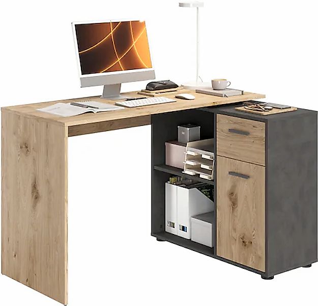 FMD Eckschreibtisch »AUGSBURG«, Schreibtisch/Sideboard m. Stauraum, beidsei günstig online kaufen