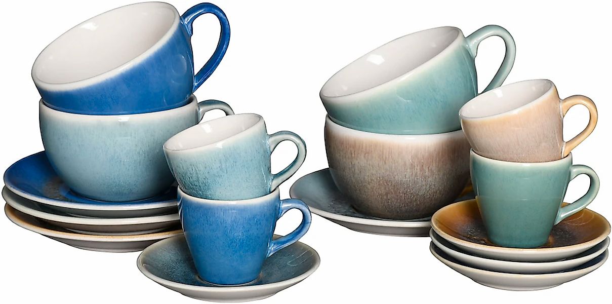 CreaTable Tasse "Caldera Mix, Bistrotassen-Set, 16-tlg." Reaktivglasur günstig online kaufen