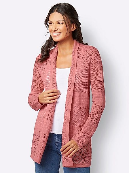 Sieh an! Strickjacke Strickjacke mit Ajourmuster, in offener Form günstig online kaufen