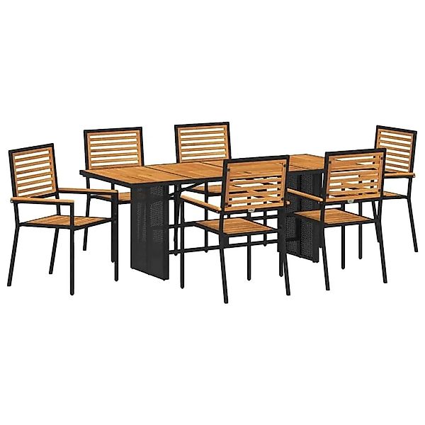 vidaXL Garten Essgruppe 7-Tlg Schwarz Poly-Rattan 3365450 günstig online kaufen