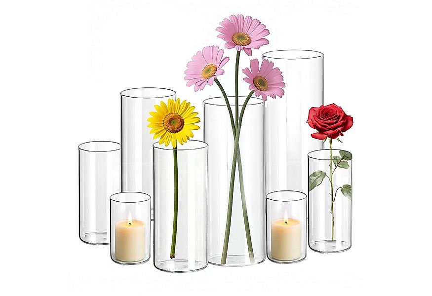 SEHAUSEU Dekovase Vase aus Glas Blumenvase (Set, 8/10 St) unterschiedlichen günstig online kaufen