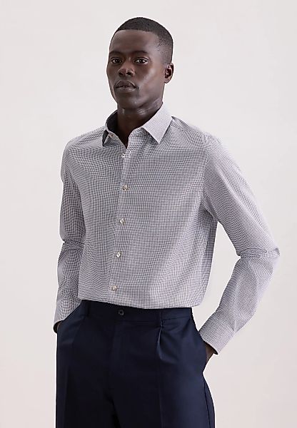 seidensticker Businesshemd "Schwarze Rose" Slim 1/1 Kentkragen Druck günstig online kaufen