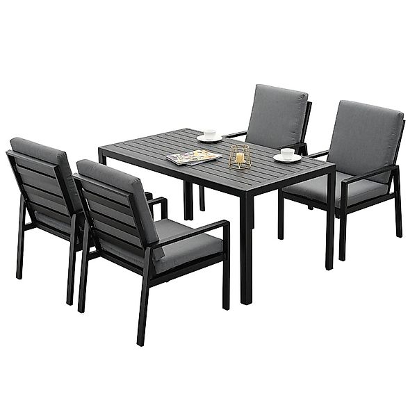MeXo Garten Essgruppe aus Aluminium für 4 Personen Schwarz günstig online kaufen