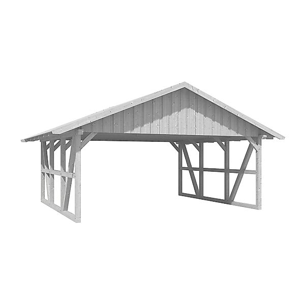 Skan Holz Carport Schwarzwald mit Dachschalung 684 x 600 cm Weiß günstig online kaufen