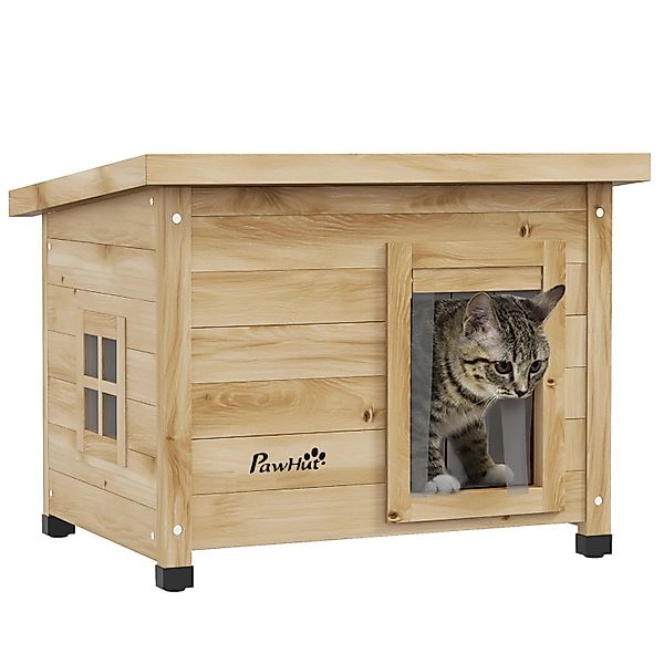 PawHut Tierhöhle Katzenhaus aus Holz, Katzenhütte Outdoor, Katzenhöhle mit günstig online kaufen
