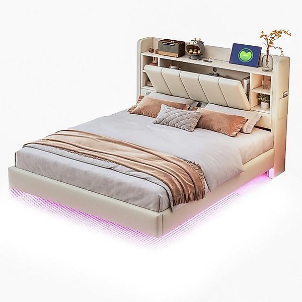 Gotagee Polsterbett 140x200cmPolsterbett,Mit USB-Steckdose und Lichtleiste, günstig online kaufen