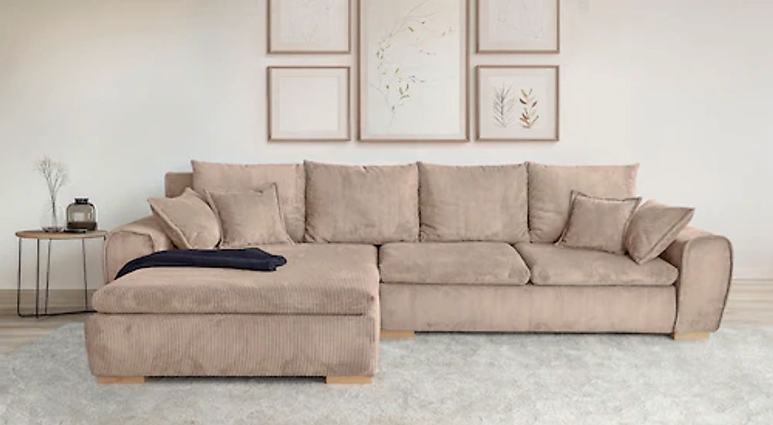 Home affaire Ecksofa »Katja L-Form«, Cord Bezug, inkl. Schlaffunktion und S günstig online kaufen